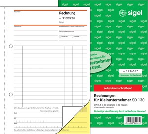 SIGEL Rechnung für Kleinunternehmer, ohne MwSt.-Ausweis