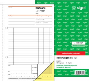 SIGEL Rechnung A5, 2-fach, mit fortlaufender Nummerierung