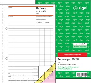 SIGEL Rechnung A5, 3-fach, mit fortlaufender Nummerierung