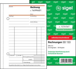 SIGEL Rechnung A6, 2-fach, mit fortlaufender Nummerierung