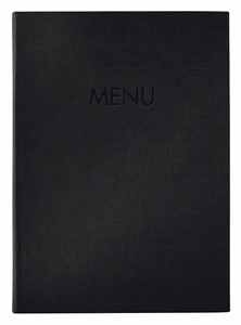 SIGEL Speisekarten-Mappe, A4, schwarz, inkl. 2 Doppel-Transparenthüllen für 8 Seiten