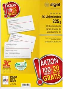 SIGEL Visitenkarten, schnittgestanzt, 225 g