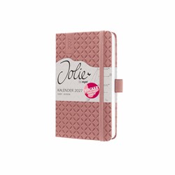 SIGEL Wochenkalender Jolie 2027, ca. A6, dunkelrot, Hardcover, mit Stickerbogen