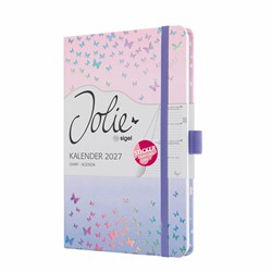 SIGEL Wochenkalender Jolie 2027, ca. A5, Butterfly Confetti Candy, Hardcover, mit Stickerbogen