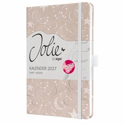 SIGEL Wochenkalender Jolie 2027, ca. A5, Cosmic Fantasy Beige, Hardcover, mit Stickerbogen
