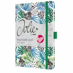 SIGEL Wochenkalender Jolie 2027, ca. A5, Green Jungle Fever, Hardcover, mit Stickerbogen