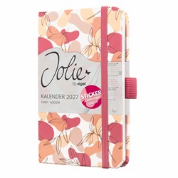 SIGEL Wochenkalender Jolie 2027, ca. A6, Spring Linear Leaves, Hardcover, mit Stickerbogen