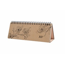 SIGEL Tischkalender Jolie 2027, ca. 1/2 A4 quer, Black Magnolia, Hardcover