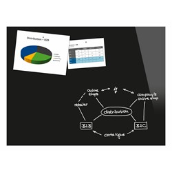 SIGEL Glas-Whiteboard / große Glas-Magnettafel Be!Board, 120 x 90 cm, schwarz