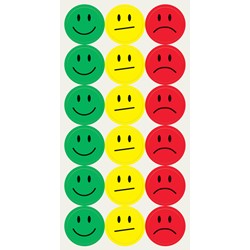 SIGEL Klebepunkte Smileys - selbstklebend - ⌀20 mm - gelb, grün, rot - 180 Stück