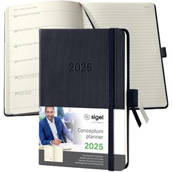 SIGEL Terminplaner Wochennotiz-Kalender Conceptum 2025, ca. A6, Hardcover, schwarz