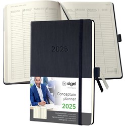 SIGEL Planungsbuch Terminplaner Wochenkalender Conceptum 2025, ca. A5, Hardcover, schwarz