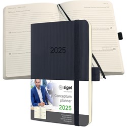 SIGEL Terminplaner Wochenkalender Conceptum 2025, ca. A6, Softcover, schwarz