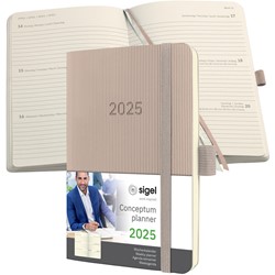 SIGEL Terminplaner Wochenkalender Conceptum 2025, ca. A6, Softcover, taupe