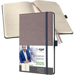 SIGEL Terminplaner Wochenkalender Conceptum 2025, Casual Design, ca. A5, Hardcover, taupe