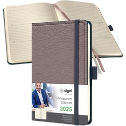 SIGEL Terminplaner Wochenkalender Conceptum 2025, Casual Design, ca. A6, Hardcover, taupe