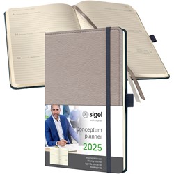 SIGEL Terminplaner Wochenkalender Conceptum 2025, Casual Design, ca. A5, Hardcover, beige