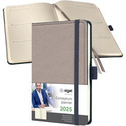 SIGEL Terminplaner Wochenkalender Conceptum 2025, Casual Design, ca. A6, Hardcover, beige