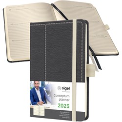 SIGEL Terminplaner Wochenkalender Conceptum 2025, Casual Design, ca. A6, Hardcover, grey-white