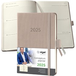 SIGEL Terminplaner Wochenkalender Conceptum 2025, ca. A6, Hardcover, taupe