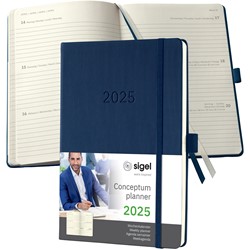 SIGEL Terminplaner Wochenkalender Conceptum 2025, ca. A5, Hardcover, dunkelblau