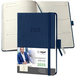 SIGEL Terminplaner Wochenkalender Conceptum 2025, ca. A6, Hardcover, dunkelblau