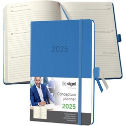 SIGEL Terminplaner Wochenkalender Conceptum 2025, ca. A5, Hardcover, blau