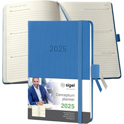 SIGEL Terminplaner Wochenkalender Conceptum 2025, ca. A6, Hardcover, blau