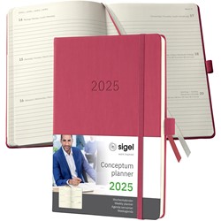 SIGEL Terminplaner Wochenkalender Conceptum 2025, ca. A5, Hardcover, marsala red