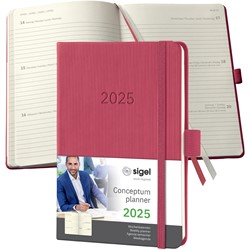 SIGEL Terminplaner Wochenkalender Conceptum 2025, ca. A6, Hardcover, marsala red