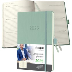 SIGEL Terminplaner Wochenkalender Conceptum 2025, ca. A5, Hardcover, mintgrün