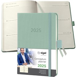 SIGEL Terminplaner Wochenkalender Conceptum 2025, ca. A6, Hardcover, mintgrün