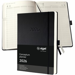 SIGEL Planungsbuch XXL, Terminkalender Conceptum 2026, A4+, Hardcover, schwarz