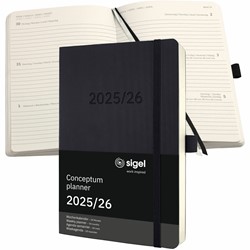 SIGEL Terminplaner Wochenkalender Conceptum 2025/2026, 18 Monate, ca. A5, Softcover, schwarz