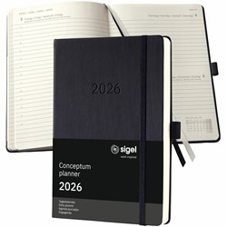 SIGEL Terminplaner Tageskalender Conceptum 2026, ca. A5, Hardcover, schwarz