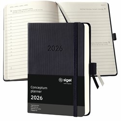 SIGEL Terminplaner Tageskalender Conceptum 2026, ca. A6, Hardcover, schwarz