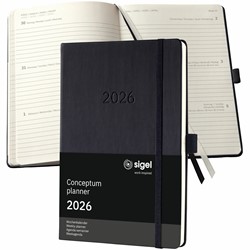 SIGEL Terminplaner Wochenkalender Conceptum 2026, ca. A5, Hardcover , schwarz