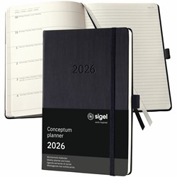 SIGEL Terminplaner Wochennotiz-Kalender Conceptum 2026, ca. A5, Hardcover, schwarz