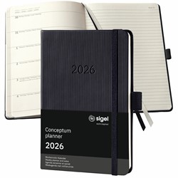 SIGEL Terminplaner Wochennotiz-Kalender Conceptum 2026, ca. A6, Hardcover, schwarz
