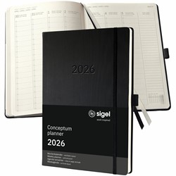 SIGEL Planungsbuch Terminplaner Wochenkalender Conceptum 2026, A4+, Hardcover, schwarz