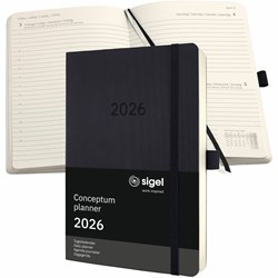 SIGEL Terminplaner Tageskalender Conceptum 2026, ca. A5, Softcover, schwarz