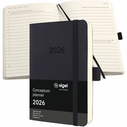 SIGEL Terminplaner Tageskalender Conceptum 2026, ca. A6, Softcover, schwarz