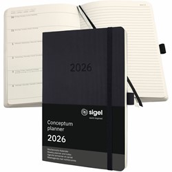 SIGEL Terminplaner Wochennotiz-Kalender Conceptum 2026, ca. A5, Softcover, schwarz