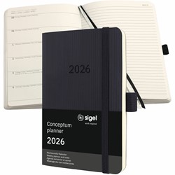 SIGEL Terminplaner Wochennotiz-Kalender Conceptum 2026, ca. A6, Softcover, schwarz