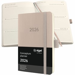 SIGEL Terminplaner Wochenkalender Conceptum 2026, ca. A6, Softcover, taupe