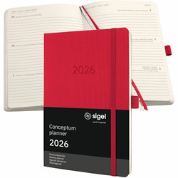 SIGEL Terminplaner Wochenkalender Conceptum 2026, ca. A5, Softcover, rot
