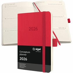 SIGEL Terminplaner Wochenkalender Conceptum 2026, ca. A6, Softcover, rot