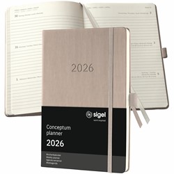 SIGEL Terminplaner Wochenkalender Conceptum 2026, ca. A5, Hardcover, taupe