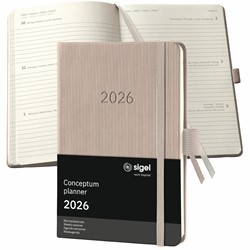 SIGEL Terminplaner Wochenkalender Conceptum 2026, ca. A6, Hardcover, taupe