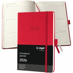 SIGEL Terminplaner Wochenkalender Conceptum 2026, ca. A5, Hardcover, rot